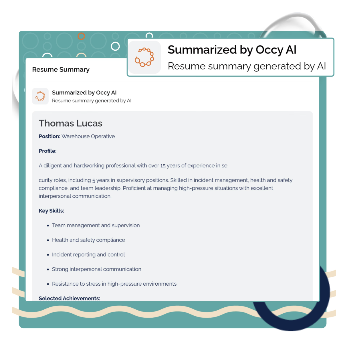 Screen & Shortlist, Occy product screenshot